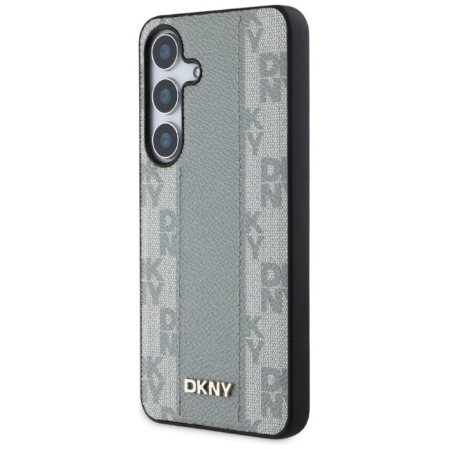 Case DKNY Leather Checkered Pattern MagSafe for Samsung Galaxy S25 taupe - imagine 2