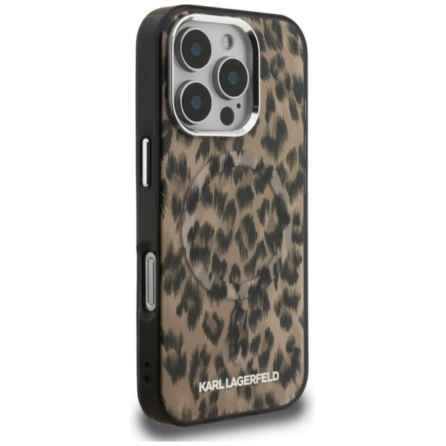 Case Karl Lagerfeld IML Leopard Pattern  MagSafe for iPhone 16 Pro brown - imagine 4