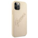 Guess GUHCP12LRSAVSLG iPhone 12 Pro Max 6,7" gold hardcase Saffiano Vintage Script - imagine 4