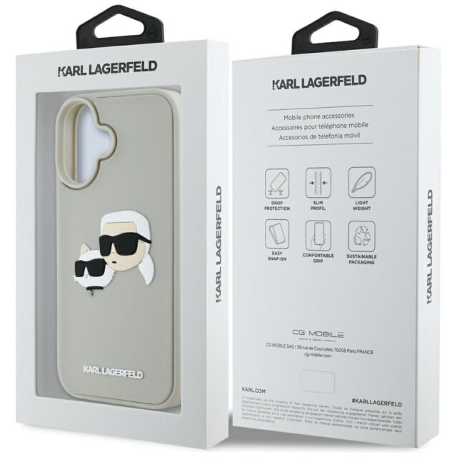 Case Karl Lagerfeld HC 3D Rubber Double Heads for iPhone 16 beige - imagine 8