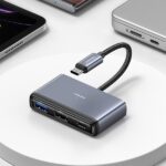 USAMS Adapter HUB 5in1 USB 2.0/USB 3.0/USB-C/TF/SD gray/dark gray SJ628HUB01 (US-SJ628) - imagine 2