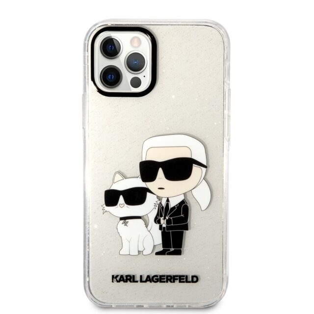 Karl Lagerfeld KLHCP12MHNKCTGT iPhone 12/12 Pro 6,1" transparent hardcase Gliter Karl&Choupette - imagine 3