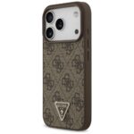 Guess Leather 4G Triangle Strass MagSafe case for iPhone 17 Pro brown - imagine 2