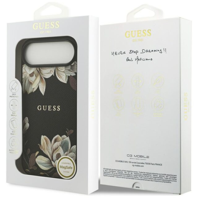 Guess Grained Flowers Classic Logo MagSafe case for iPhone Air black - imagine 8