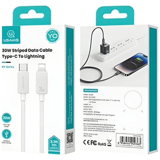 Cable USAMS KY Series US-SJ692 30W USB-C to Lightning 1m white - imagine 8