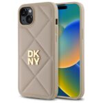 DKNY DKHCP15MPQDSLE iPhone 15 Plus 6.7" beige Quilted Stack Logo