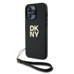 DKNY DKHCP14LPBSWSK iPhone 14 Pro 6.1 inch black hardcase with Wrist Strap and Stock Logo