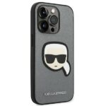 Karl Lagerfeld KLHCP14XSAPKHG iPhone 14 Pro Max 6,7" silver hardcase Saffiano Karl`s Head Pat - imagine 4