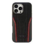 Audi Genuine Leather MagSafe iPhone 16 Pro Max 6.9" black-red hardcase AU-TPUPCMIP16P