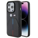 Case BMW BMHCP15L22NSTB iPhone 15 Pro 6.1" black Stamped Tricolor Stripe