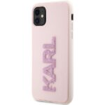 Karl Lagerfeld KLHCN613DMBKCP iPhone 11/ Xr 6.1" pink hardcase 3D Rubber Glitter Logo - imagine 2