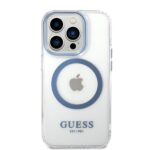 Guess GUHMP14XHTRMB iPhone 14 Pro Max6.7" blue hard case Metal Outline Magsafe - imagine 3