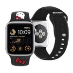 Hello Kitty Strap HKAWMSCHBLK Apple Watch 38/40/41mm Black Strap Silicone Kitty Head - imagine 4