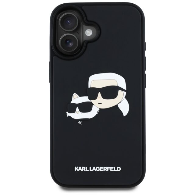 Case Karl Lagerfeld HC 3D Rubber Double Heads for iPhone 16 black - imagine 3