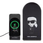 Karl Lagerfeld foldable wireless charger 2-in-1 KLDCRFALKINK 15W black Ikonik MagSafe - imagine 2