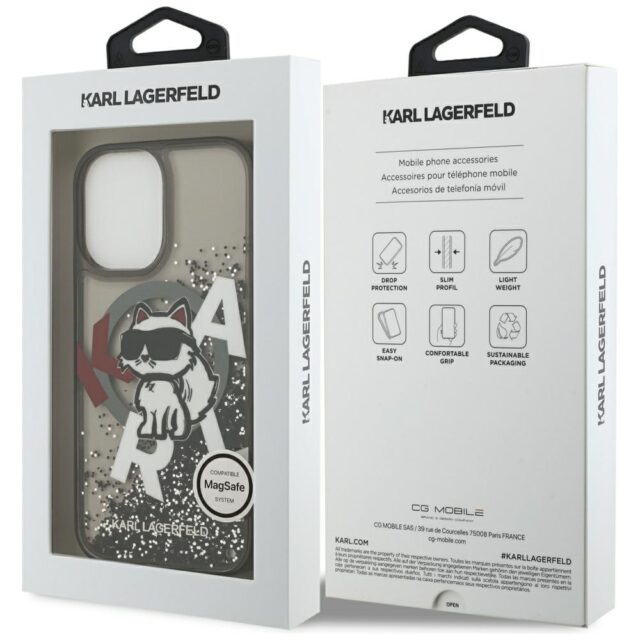 Karl Lagerfeld Liquid Glitter Choupette Logo MagSafe Case for iPhone 17 Black - imagine 8