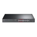 TP-Link TL-SL1218MP | Switch | 16x RJ45 100Mb/s PoE+, 2x RJ45 1000Mb/s, 2x SFP Combo, Rack, Unmanaged