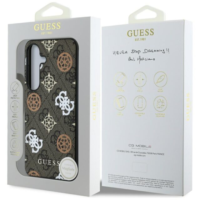 Case Guess 4G Printed Colored Peony Pattern MagSafe to Samsung Galaxy S25 brown - imagine 8