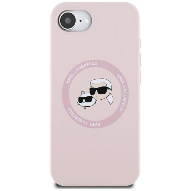 Case Karl Lagerfeld Silicone Karl&Choupette Heads MagSafe for iPhone 16e pink - imagine 3
