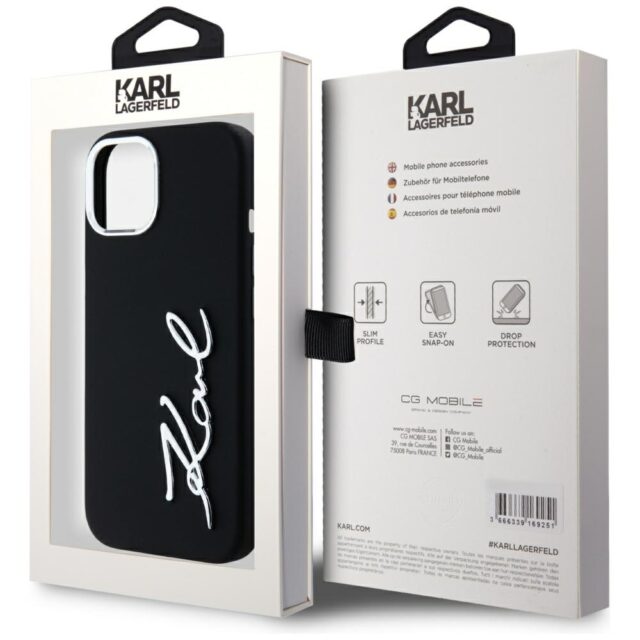 Case Karl Lagerfeld Silicone Metal Script Logo for iPhone 15 black - imagine 8