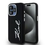 Case Karl Lagerfeld Silicone Metal Script Logo for iPhone 15 Pro Max black