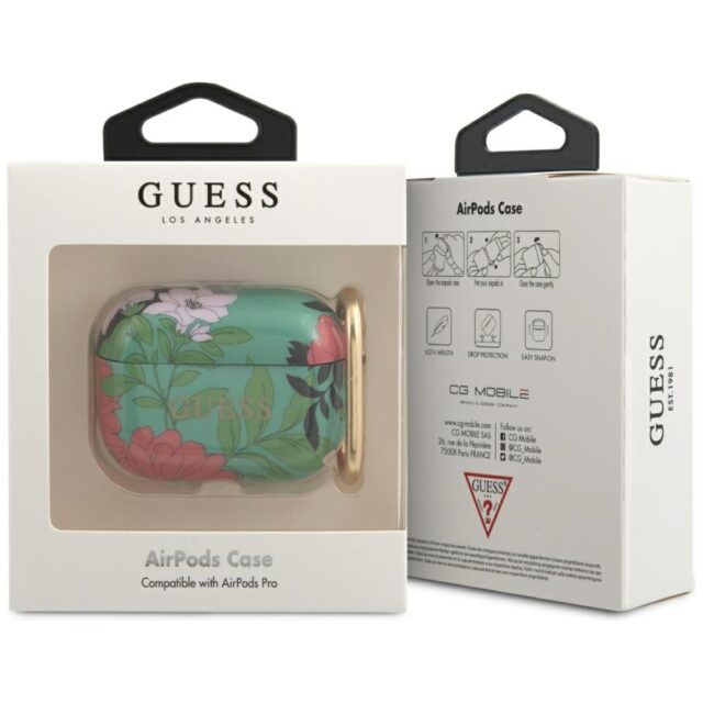 Guess GUACAPTPUBKFL01 AirPods Pro cover green N.1 Flower Collection - imagine 2
