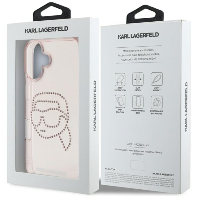 Case Karl Lagerfeld IML Rhinestones Karl Head for iPhone 16 pink - imagine 8