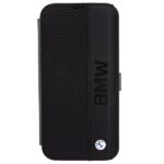 BMW BMBKP15S22RDPK iPhone 15 / 14 / 13 6.1" black bookcase Leather Textured & Stripe - imagine 3