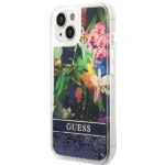 Guess GUHCP14SLFLSB iPhone 14 / 15 / 13 6.1" blue hardcase Flower Liquid Glitter - imagine 2