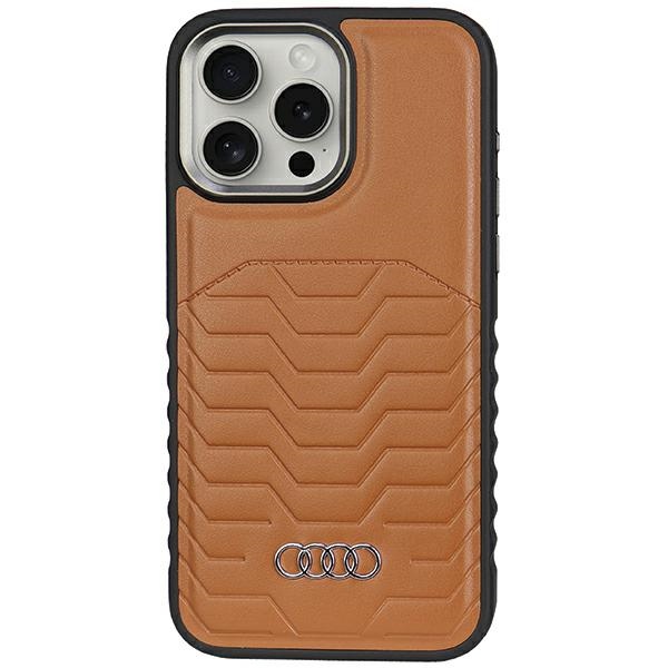 cps-02ff492756503d2a0ad8487014bcad7f-2025-12-05-21-06-59 Audi Synthetic Leather MagSafe iPhone 15 Pro 6.1" brown hardcase AU-TPUPCMIP15P-GT/D3-BN - imagine 1
