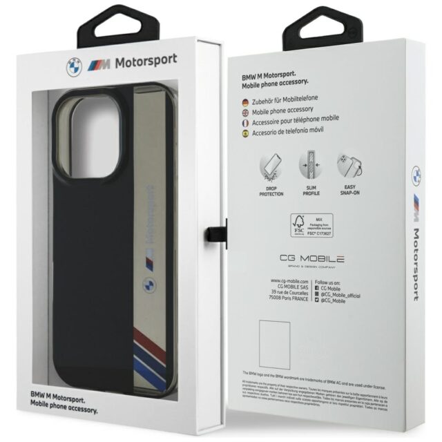 Case BMW Motorsport IML Vertical Stripe for iPhone 16 Pro Max black - imagine 8