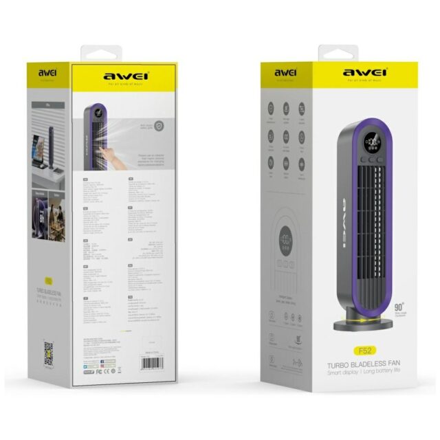 AWEI F52 3600mAh column fan grey - imagine 2