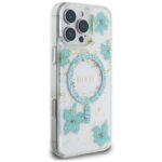 Case Guess Resin Flowers Glitter MagSafe for iPhone 16 Pro turquoise - imagine 4