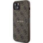 Guess GUHMP15SG4GFRW iPhone 15 / 14 / 13 6.1" brown hardcase 4G Collection Leather Metal Logo - imagine 2