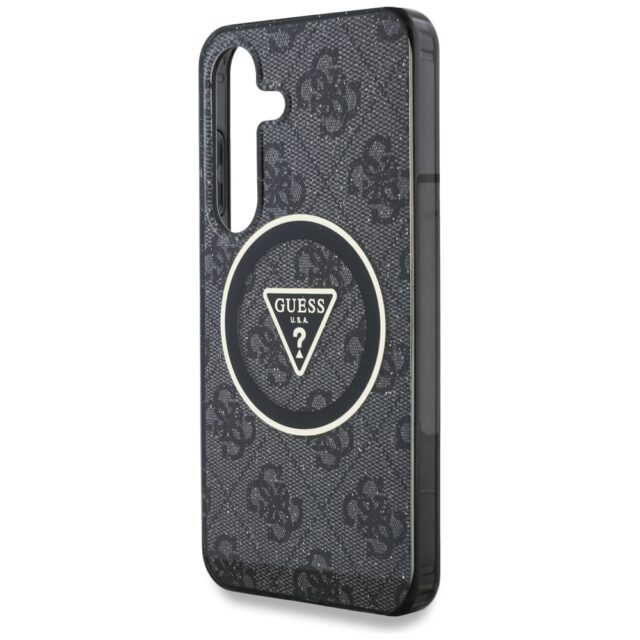Case Guess 4G Glitter Triangle Buttons MagSafe for Samsung Galaxy S25 black - imagine 6