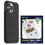 Zestaw Etui Pinit Dynamic + Tattoo PiniPhone 14 Pro Max 6.7" czarny/black wzór 1