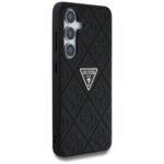 Case Guess Hot Stamp 4G Pattern Triangle Metal Logo for Samsung Galaxy S25 black - imagine 4