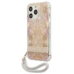 Guess GUHCP13LHFLSD iPhone 13 Pro / 13 6,1" gold hardcase Flower Strap - imagine 2