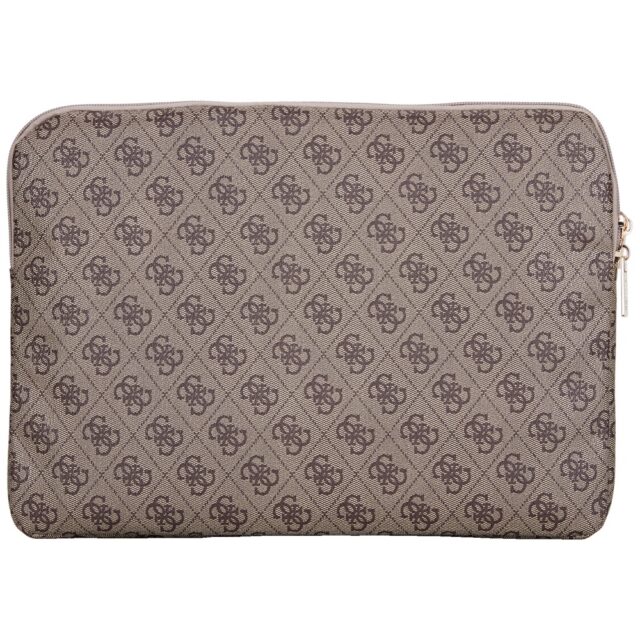 Bag Guess Sleeve 14" 4G Zipper Pocket Triangle Logo brown - imagine 2