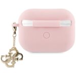 Guess GUAP2LECG4P AirPods Pro 2 (2022/2023) cover pink Liquid Silicone Glitter Triangle Charm - imagine 3