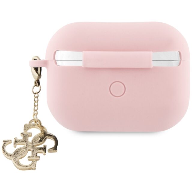 Guess GUAP2LECG4P AirPods Pro 2 (2022/2023) cover pink Liquid Silicone Glitter Triangle Charm - imagine 3