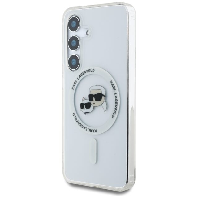 Case Karl Lagerfeld Button Karl & Choupette Heads Printed Logo MagSafe for Samsung Galaxy S25+ - imagine 2