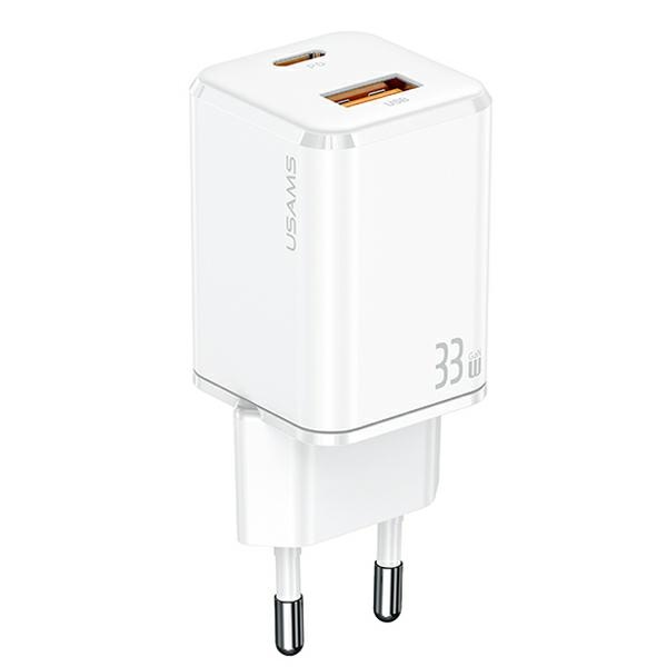 cps-04082e03aabd72f1a311f61dd872d748-2025-12-07-08-55-43 USAMS Wall Charger 1xUSB-C + 1xUSB T43 33W (only head) PD3.0 + QC3.0 Fast Charging white CC144TC02 - imagine 1