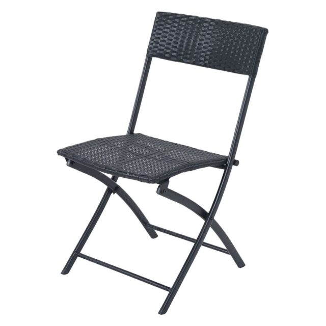 Small Black Forest Garden Furniture Set, Two Chairs + Black Table - imagine 5