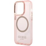 Guess GUHMP14XHTCMP iPhone 14 Pro Max 6,7" pink hard case Gold Outline Translucent MagSafe - imagine 6