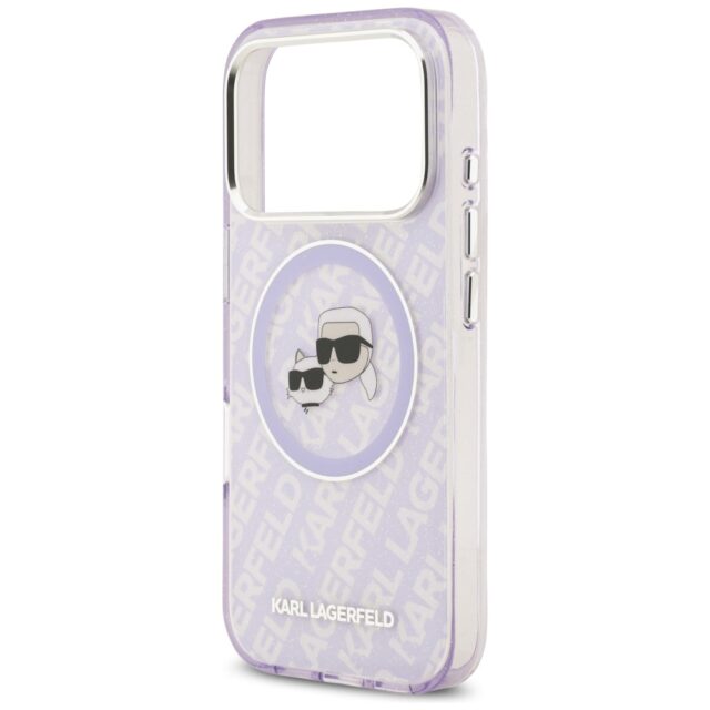 Karl Lagerfeld IML Glitter Karl & Choupette Heads Logo MagSafe Case for iPhone 17 Pro Purple - imagine 6
