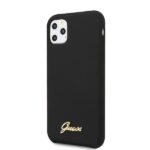 Guess GUHCN65LSLMGBK iPhone 11 Pro Max black hard case Silicone Vintage Gold Logo - imagine 2