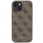 Guess GUHCP15SG4GFBR iPhone 15 / 14 / 13 6.1" brown hard case 4G Metal Gold Logo - imagine 3