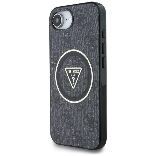 Case Guess IML Metal Glitter 4G Circle Triangle MagSafe for iPhone 16e black - imagine 2