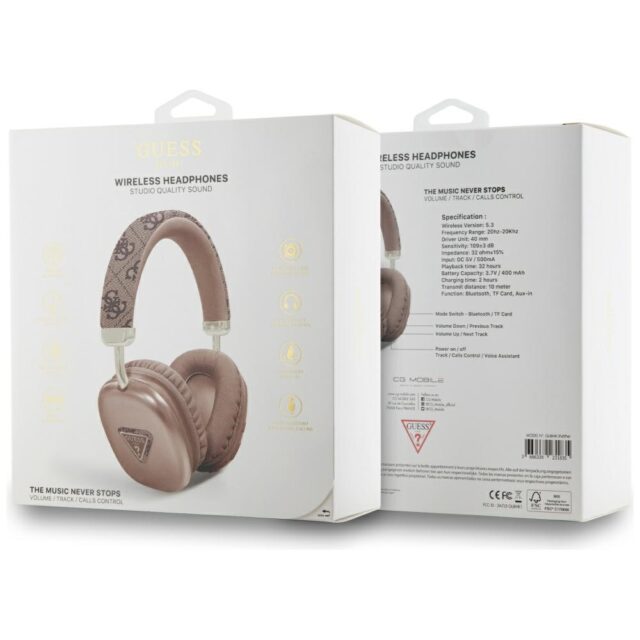 Headphones  Guess Bluetooth 5.3 4G Triangle Logo brown - imagine 4